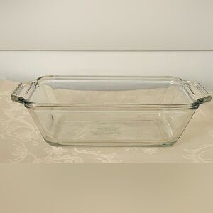 Vintage Anchor Hocking Glass Loaf Pan, Clear Ovenware Bread Dish 8.25 x 4.5 in